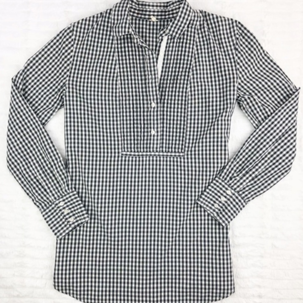 J.Crew Black Gingham Popover Tunic
